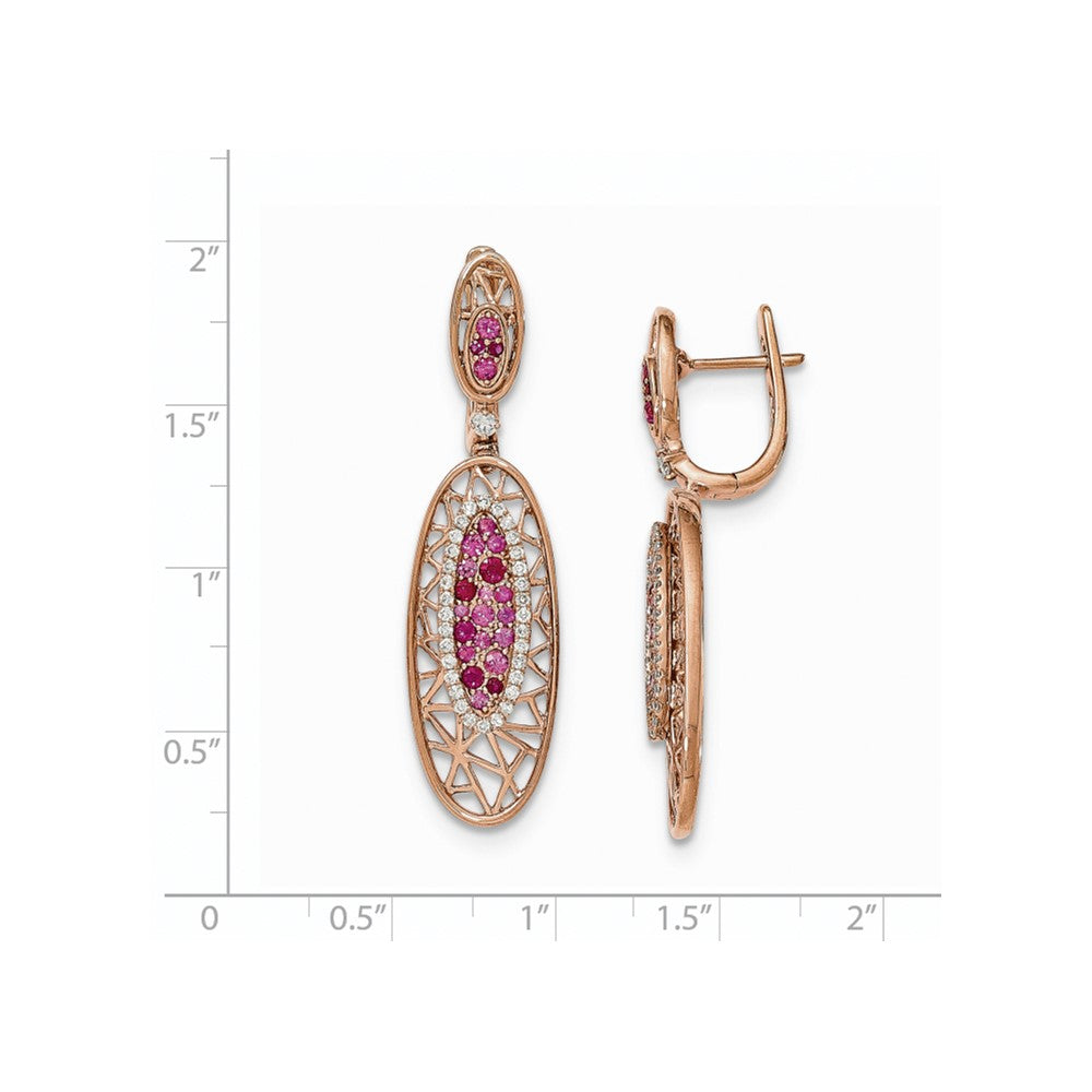 14k Rose Gold Diamond Ruby & Sapphire Hinged Post Earring