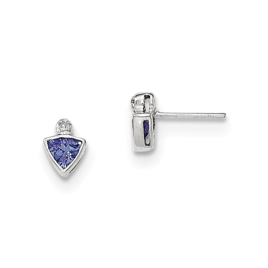 14k White Gold Tanzanite and Diamond Earrings