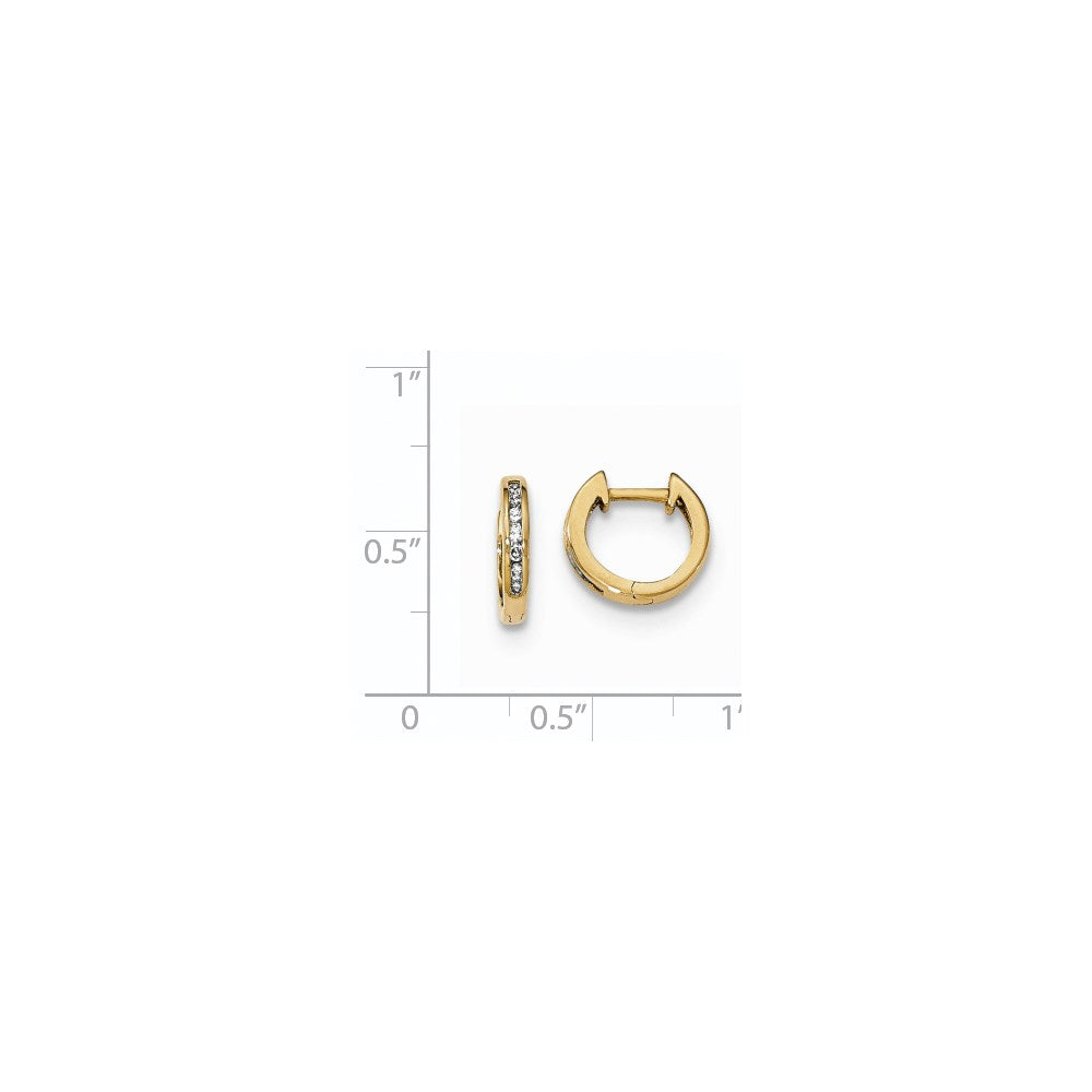 14k Yellow Gold 1/2 Inch Polished Real Diamond Post Hoop Earrings