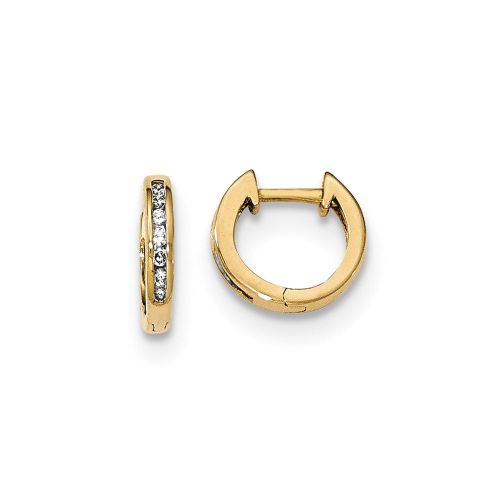 14k Yellow Gold 1/2 Inch Polished Real Diamond Post Hoop Earrings