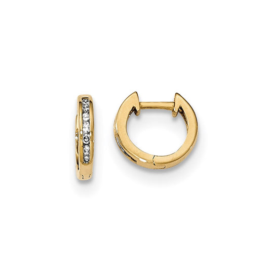 14k Yellow Gold 1/2 Inch Polished Real Diamond Post Hoop Earrings