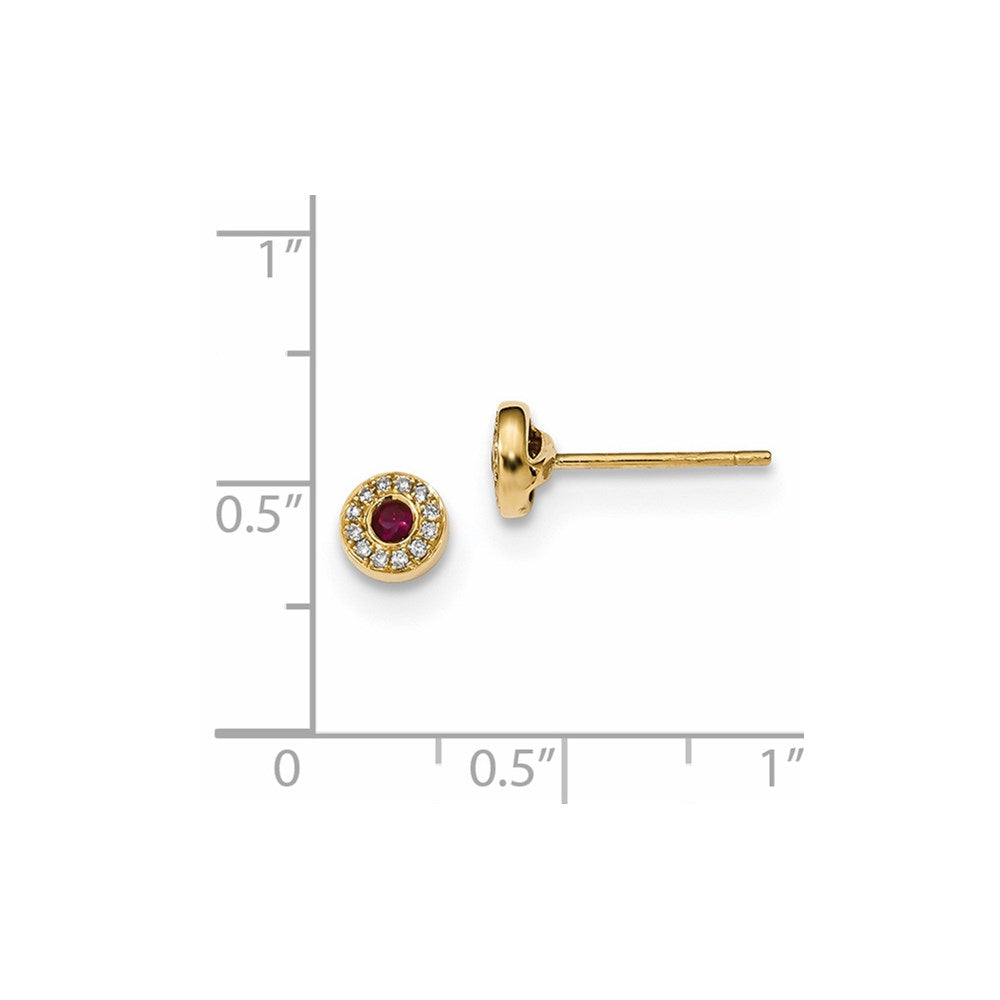 14k Yellow Gold Real Diamond and Ruby Post Earrings