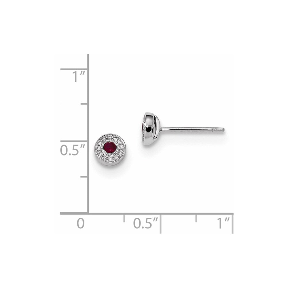 14k White Gold Real Diamond and Ruby Post Earrings