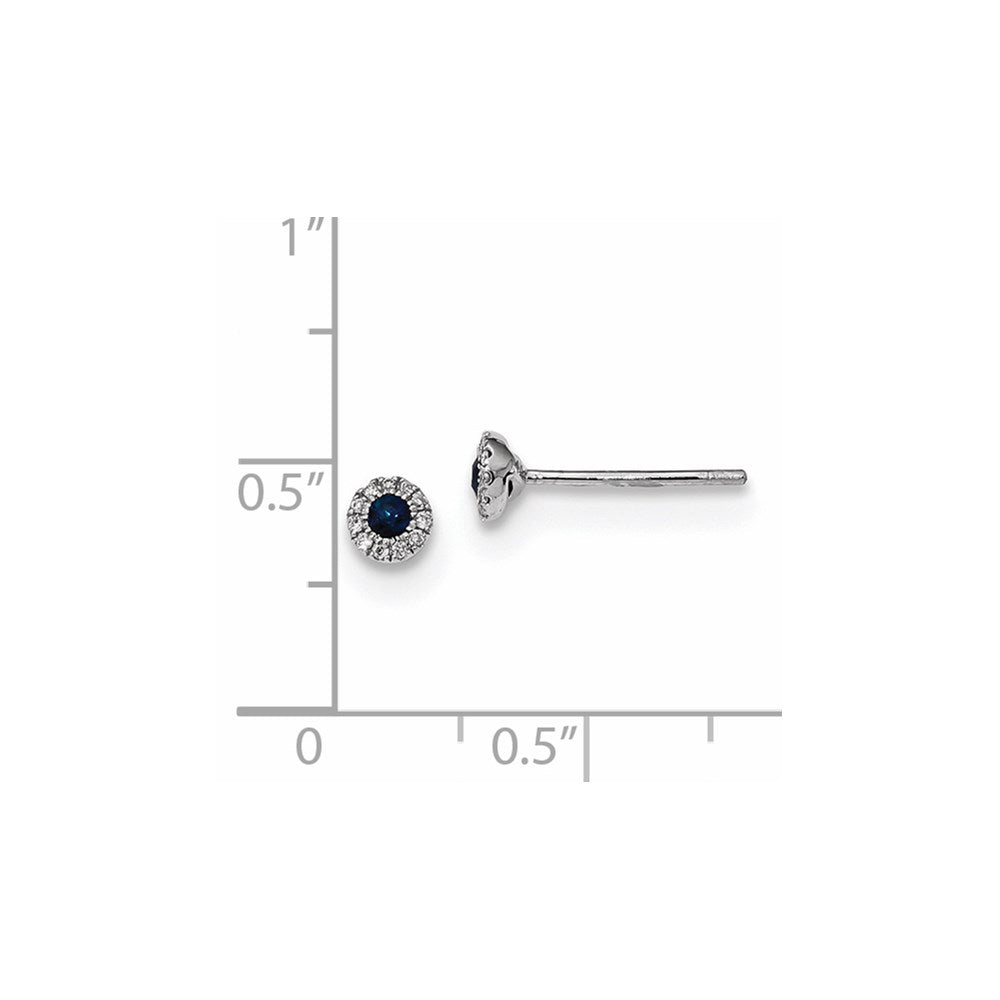 14k White Gold Real Diamond and Blue Sapphire Post Earrings