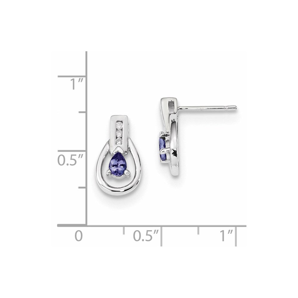 14k White Gold w/ Diamond & Tanzanite Post Earrings