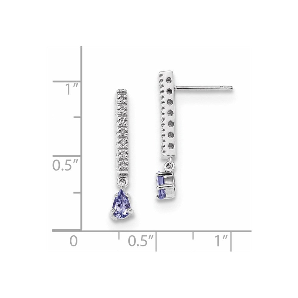 14k White Gold w/ Diamond & Tanzanite Post Dangle Earrings