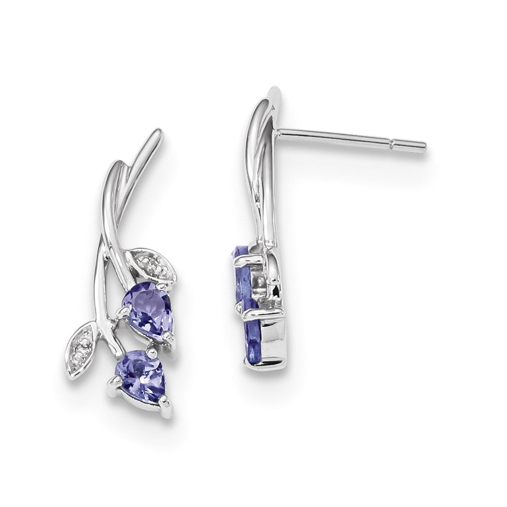 14k White Gold w/ Diamond & Tanzanite Post Dangle Earrings