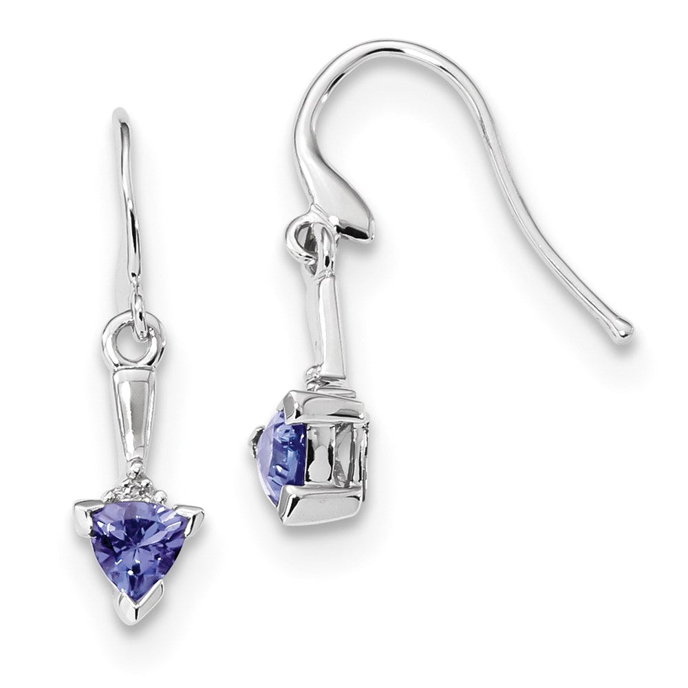 14k White Gold w/ Diamond & Tanzanite Dangle Earrings