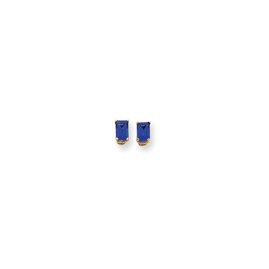 14k Yellow Gold 6x4mm Emerald Cut Sapphire Earrings