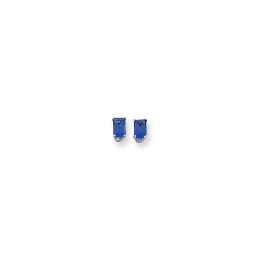 14k White Gold 6x4mm Emerald Cut Tanzanite earring