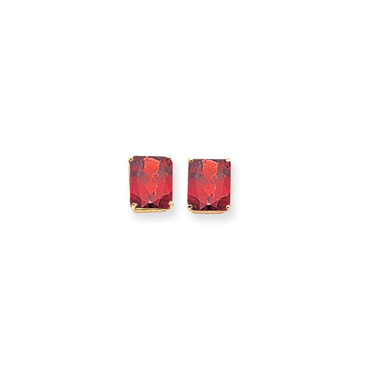 14k Yellow Gold 12x10mm Emerald Cut Created Ruby Earrings