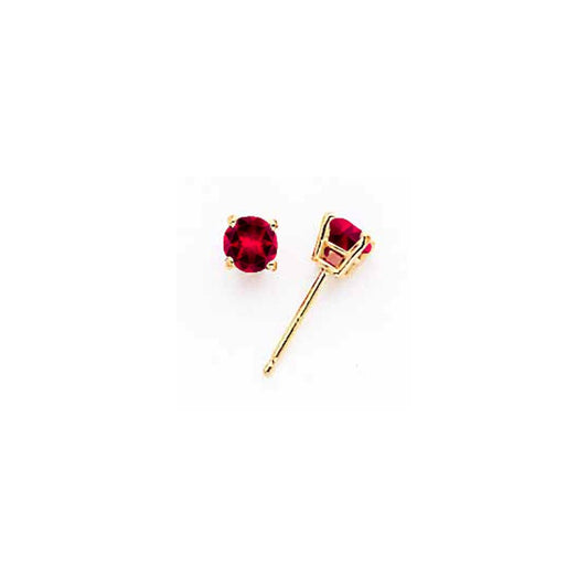 14k Yellow Gold 4mm Ruby Earrings