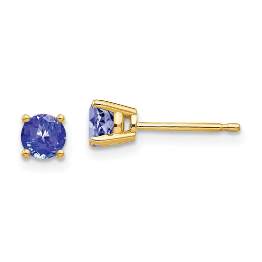 14k Yellow Gold 4mm Tanzanite earring