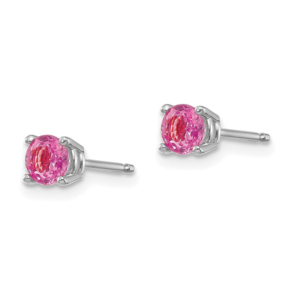 14k White Gold Pink Sapphire Earrings