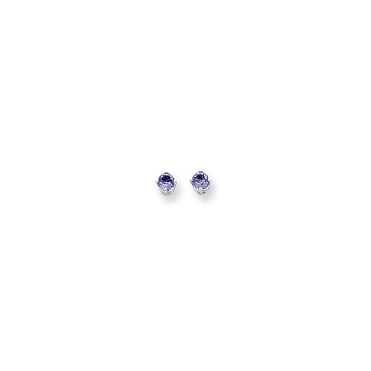 14k White Gold 4mm Tanzanite earring