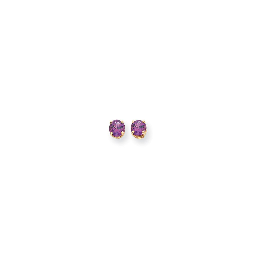 14k Yellow Gold 5mm Amethyst Checker Earrings