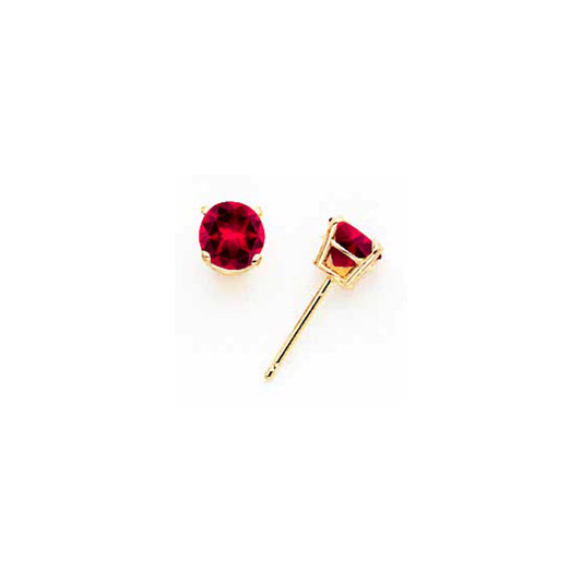 14k Yellow Gold 5mm Ruby Earrings