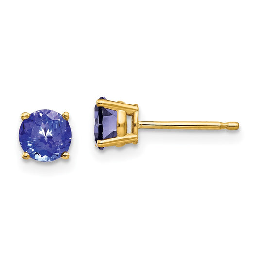 14k Yellow Gold 5mm Tanzanite earring