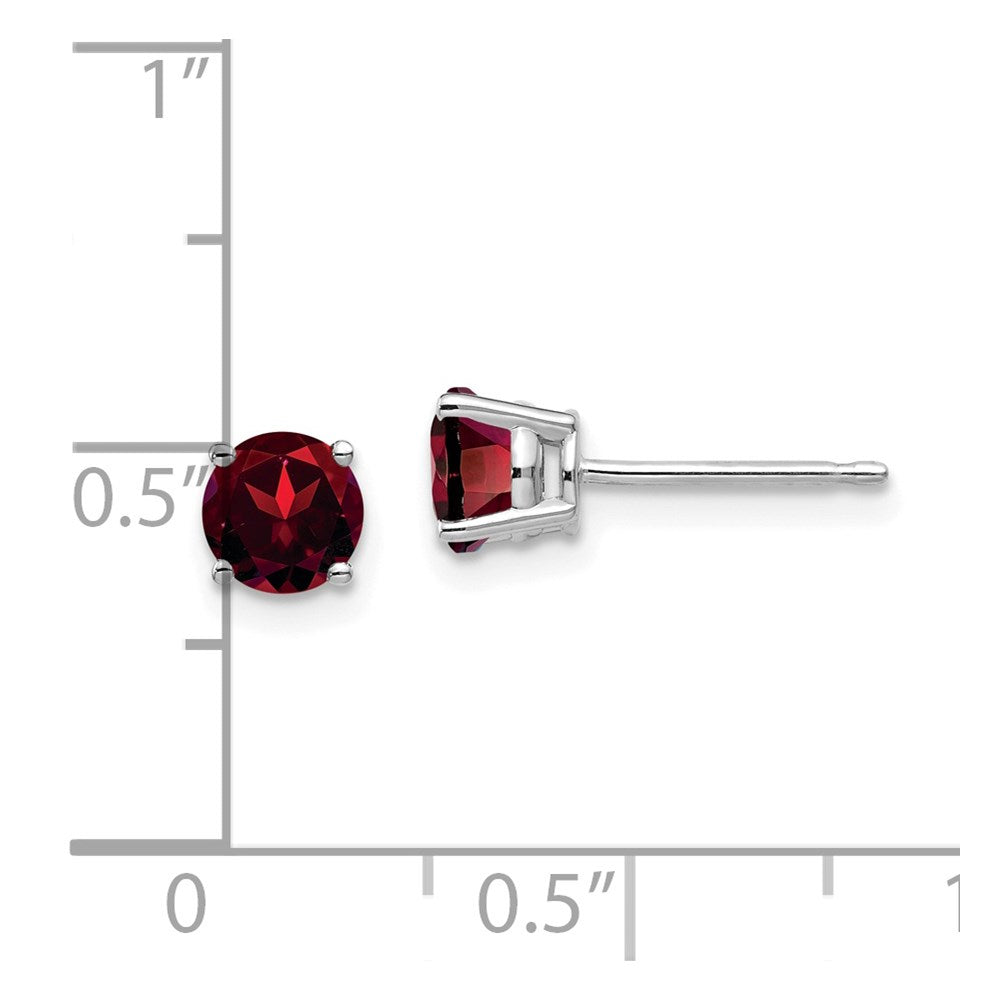 14k White Gold 5mm Garnet Earrings