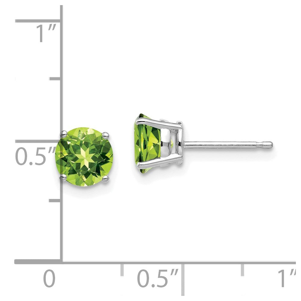 14k White Gold 6mm Peridot Earrings