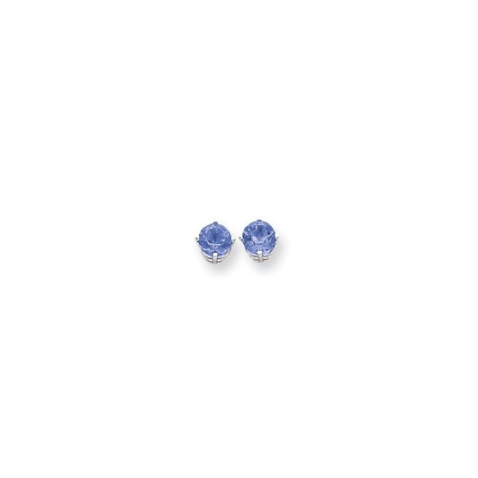 14k White Gold 6mm Tanzanite earring