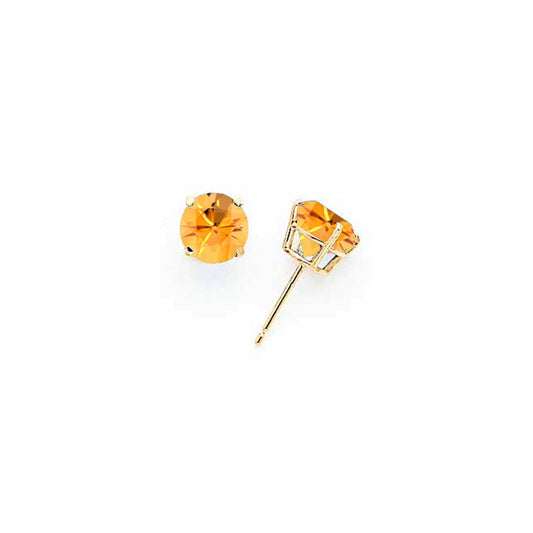 14k Yellow Gold 7mm Citrine Earrings