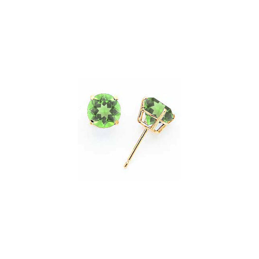 14k Yellow Gold Peridot round stud Earrings