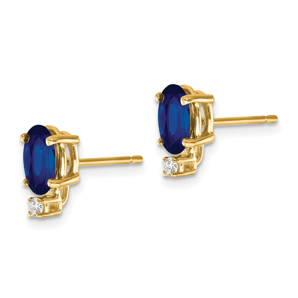 14k Yellow Gold Sapphire Real Diamond Post Earrings