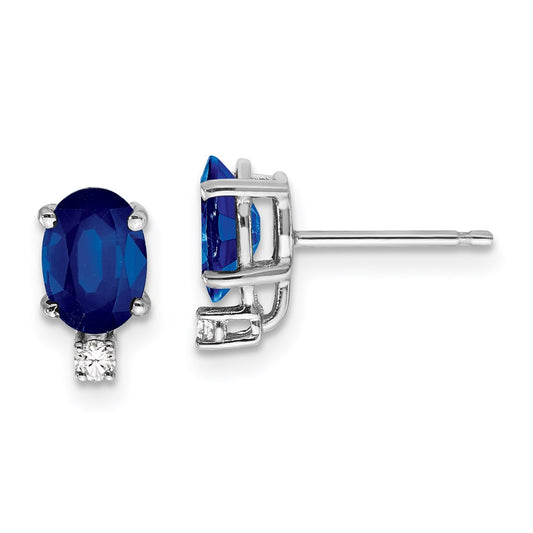 14k/wg Sapphire Real Diamond Post Earrings