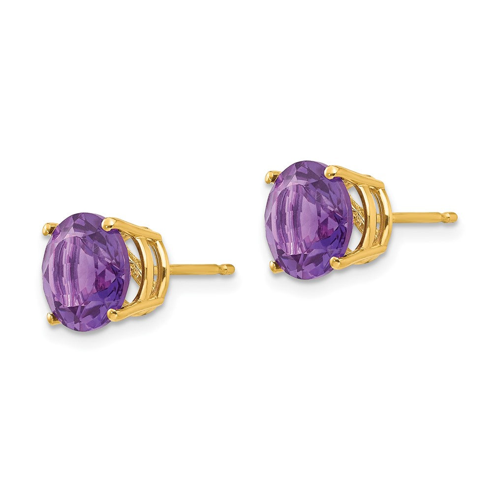 14k Yellow Gold 8mm Amethyst Post Earrings