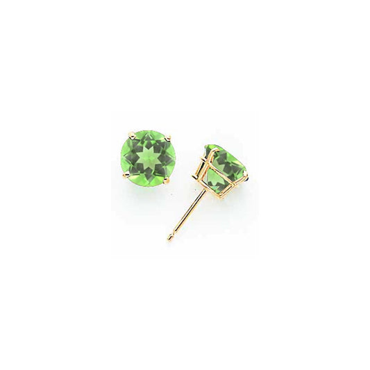 14k Yellow Gold 8mm Peridot Earrings