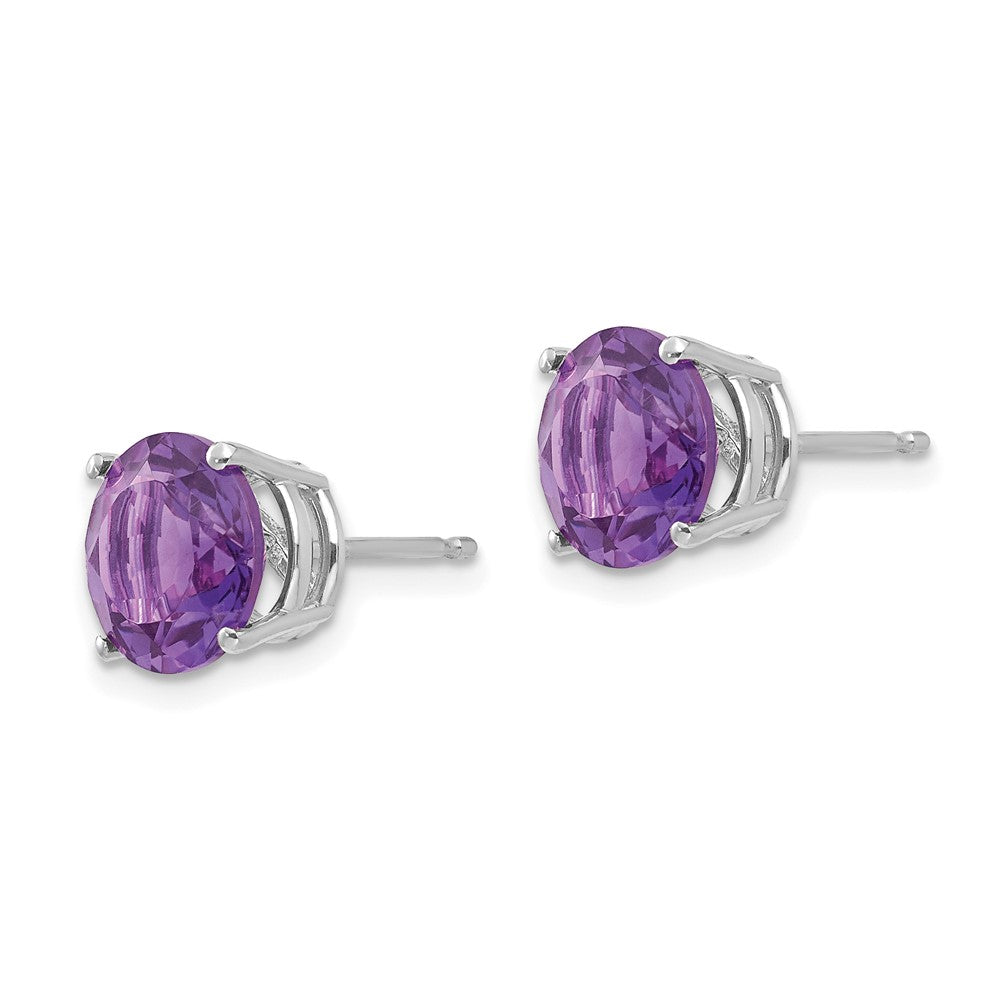 14k White Gold 8mm Amethyst Earrings