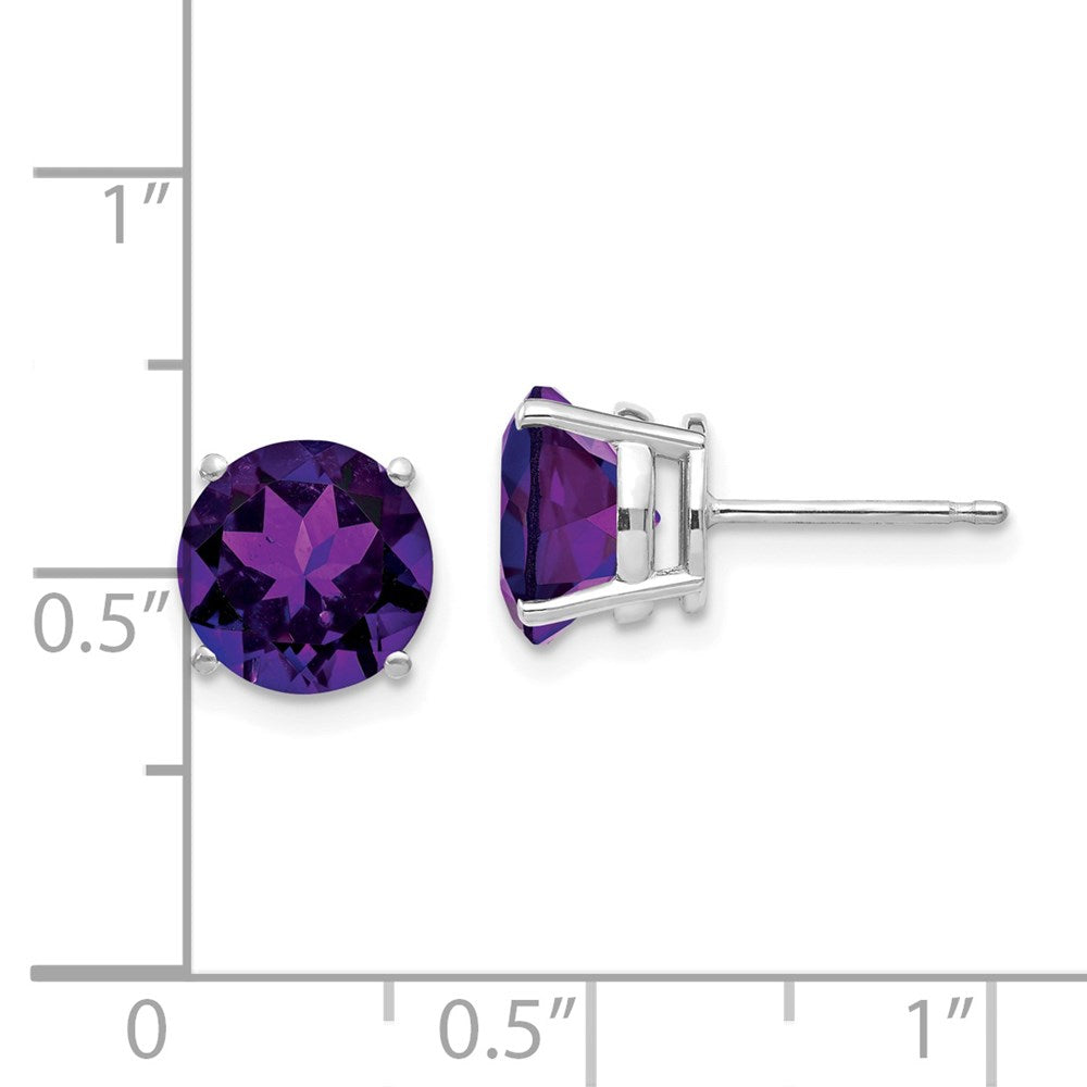 14k White Gold 8mm Amethyst Earrings