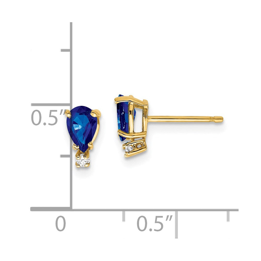 14k Yellow Gold Sapphire Real Diamond Earrings