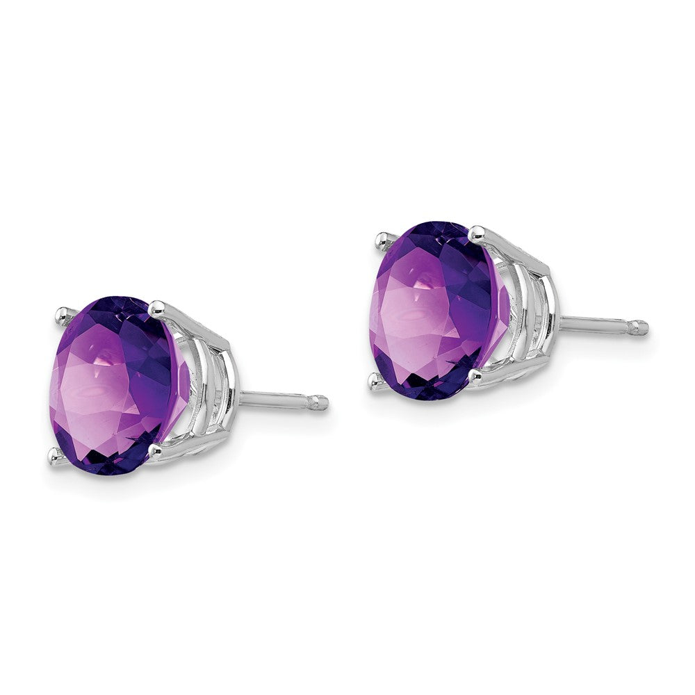 14k White Gold 9mm Amethyst Earrings