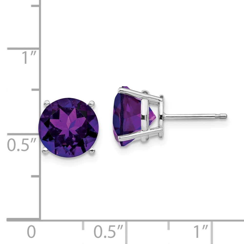 14k White Gold 9mm Amethyst Earrings