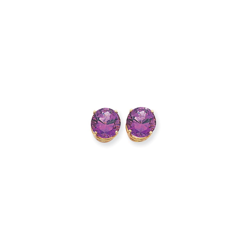 14k Yellow Gold 10mm Amethyst Checker Earrings