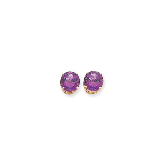 14k Yellow Gold 10mm Amethyst Checker Earrings