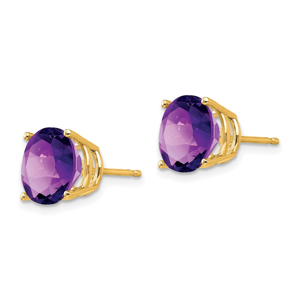 14k Yellow Gold 10mm Amethyst Earrings