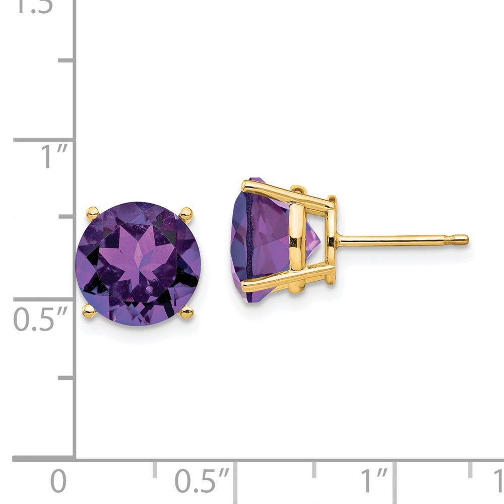 14k Yellow Gold 10mm Amethyst Earrings