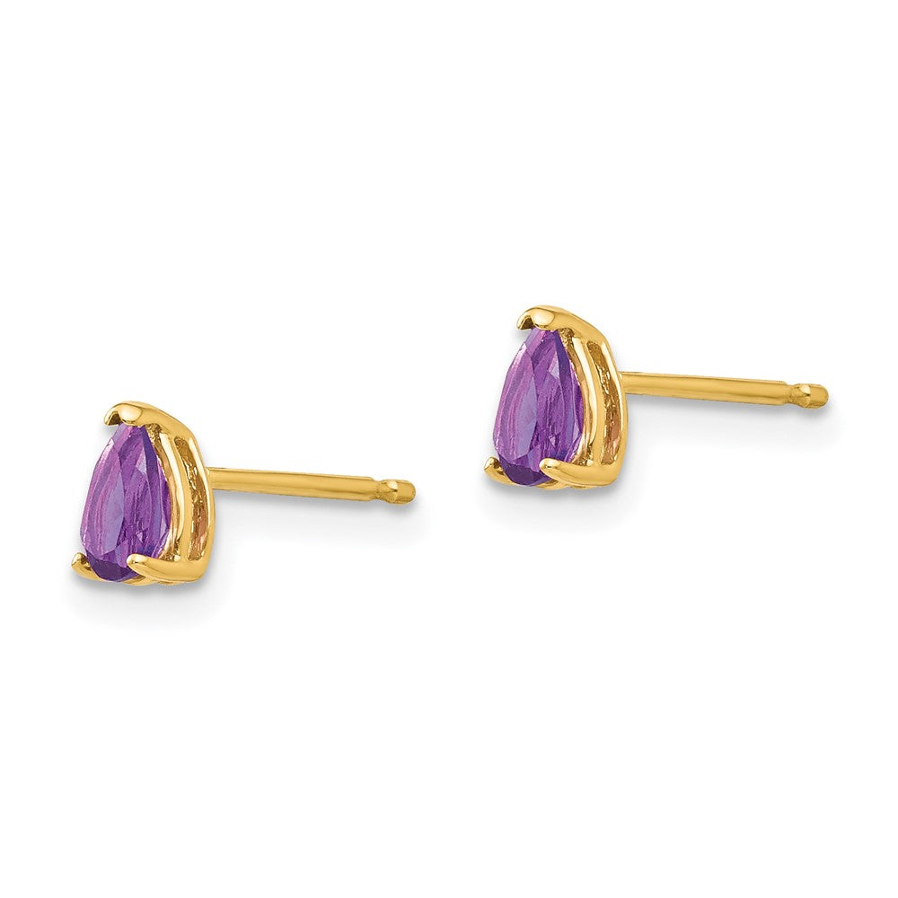 14k Yellow Gold 5x3mm Pear Amethyst Earrings