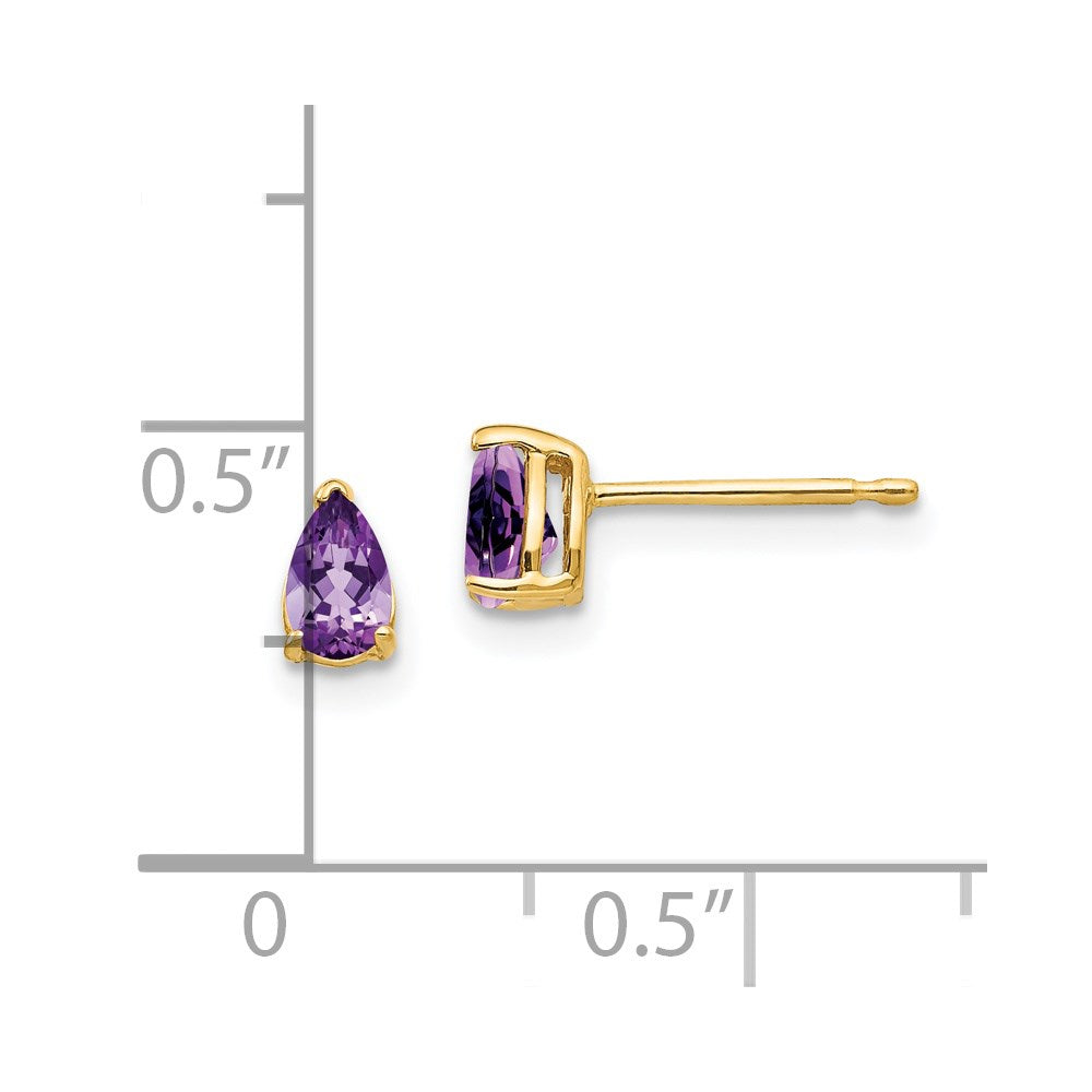 14k Yellow Gold 5x3mm Pear Amethyst Earrings