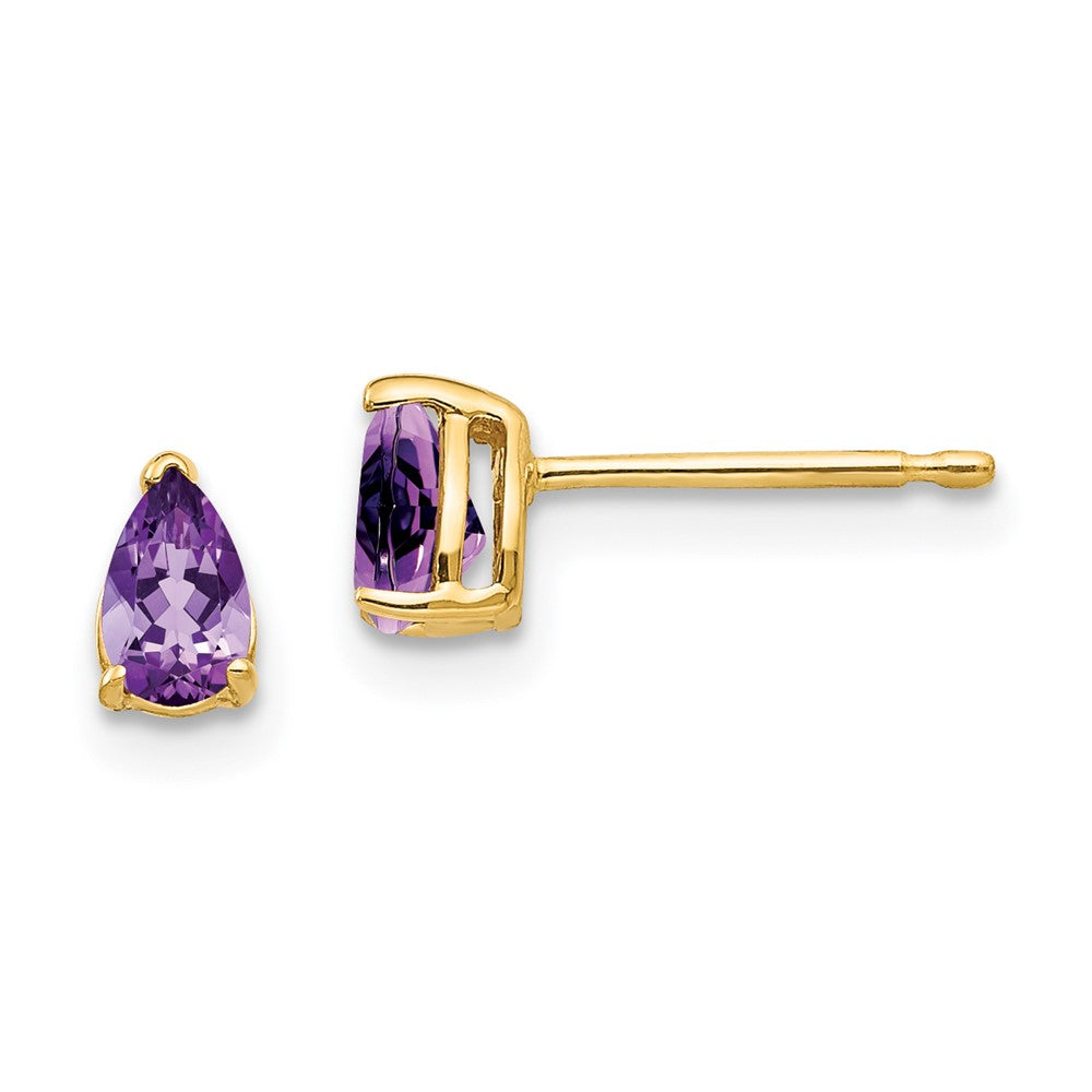 14k Yellow Gold 5x3mm Pear Amethyst Earrings