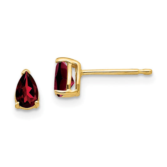 14k Yellow Gold 5x3mm Pear Garnet Earrings