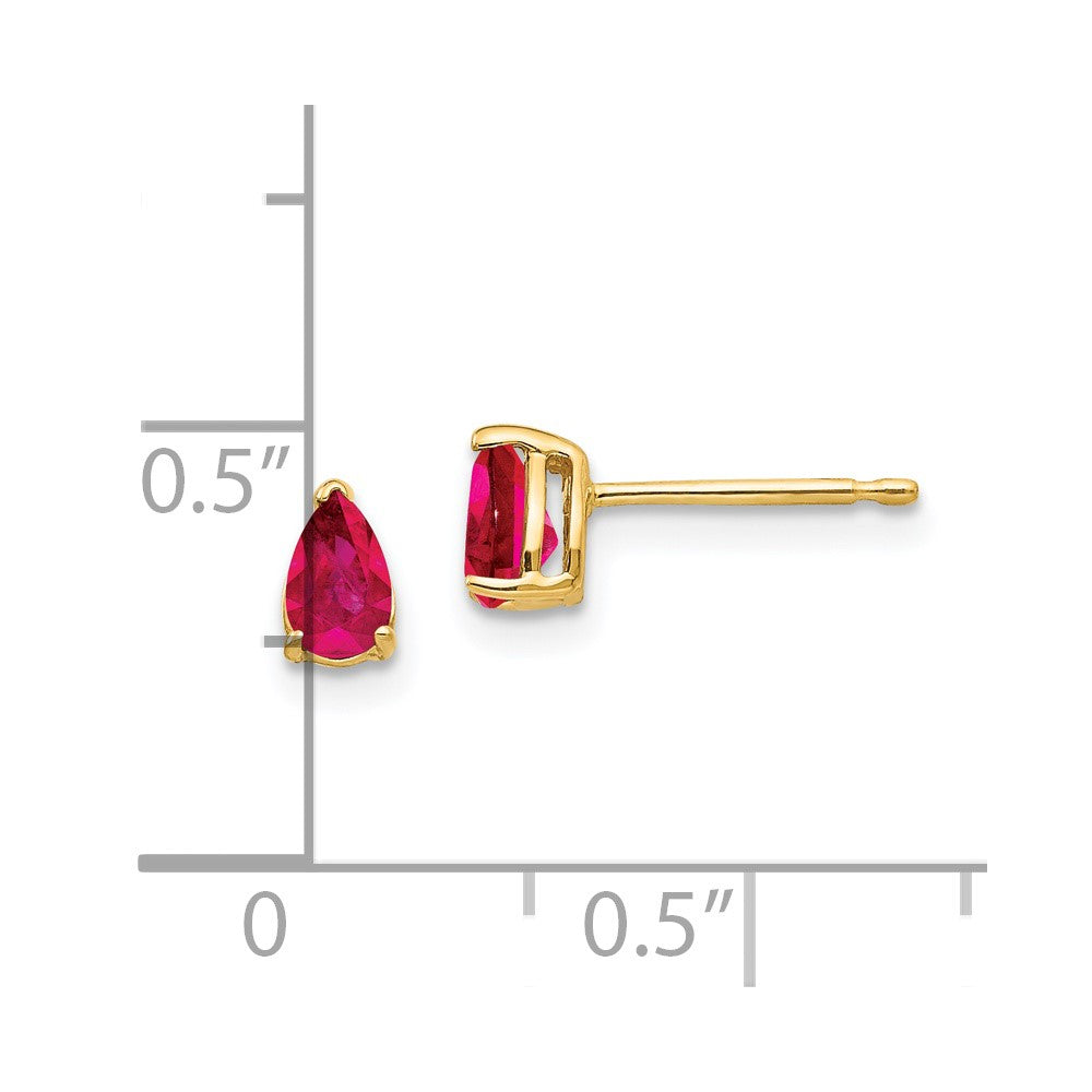 14k Yellow Gold 5x3mm Pear Ruby Earrings