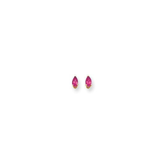 14k Yellow Gold 5x3mm Pear Pink Sapphire Earrings