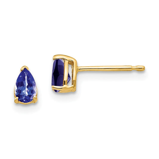 14k Yellow Gold 5x3mm Pear Tanzanite earring