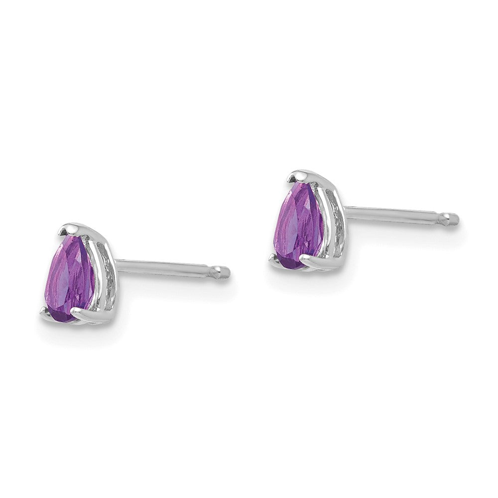 14k White Gold 5x3mm Pear Amethyst Earrings