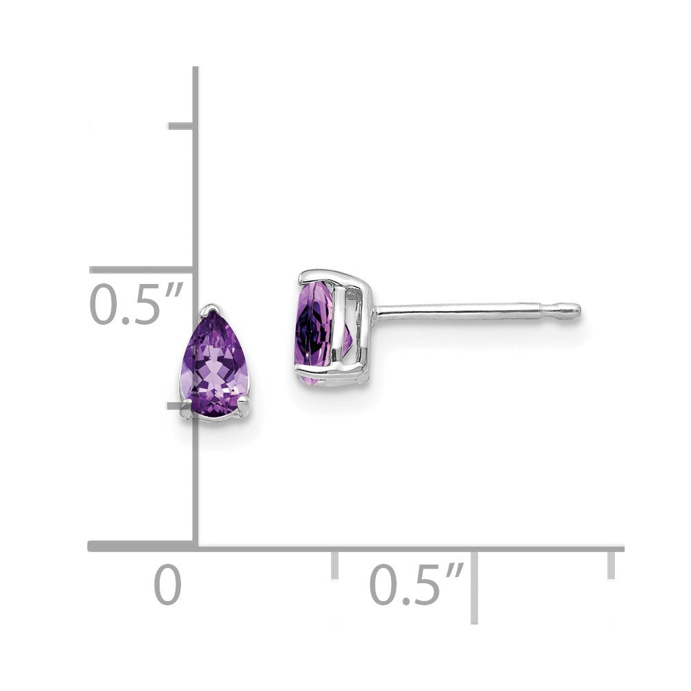 14k White Gold 5x3mm Pear Amethyst Earrings