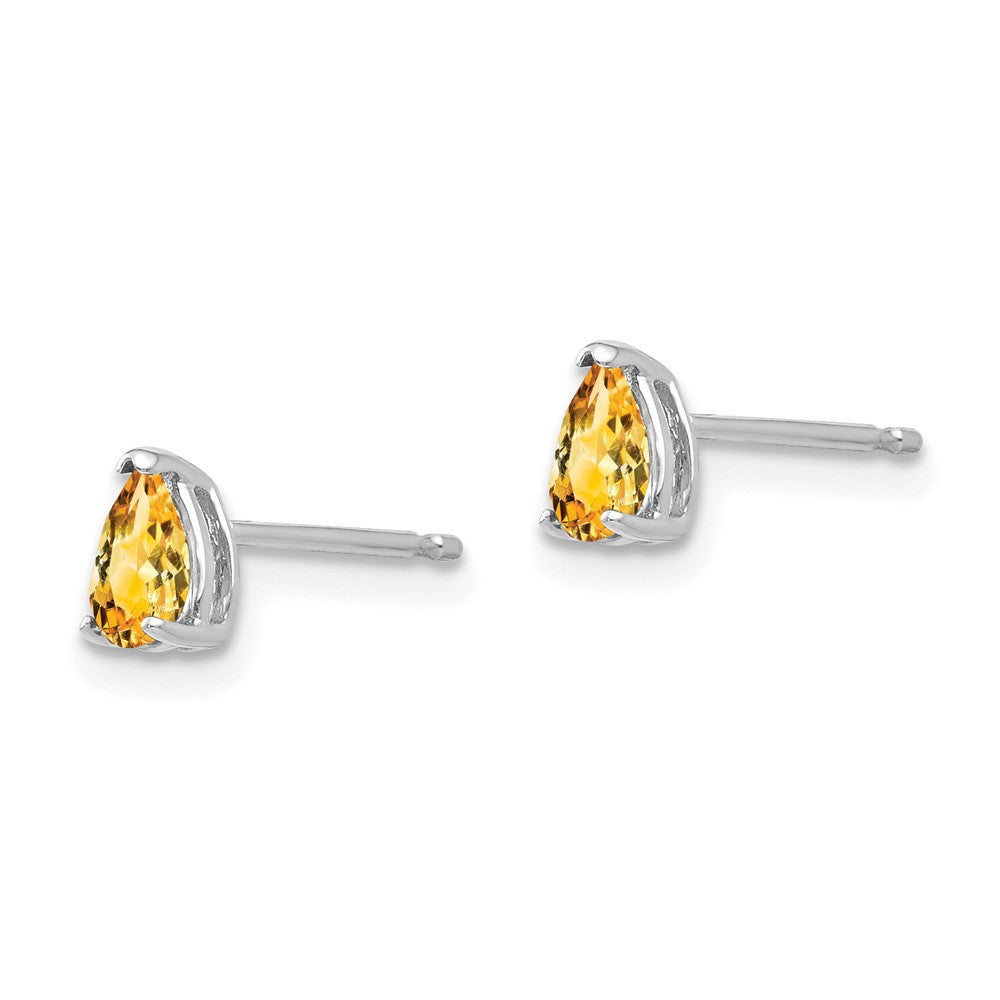 14k White Gold Citrine Pear Stud Earrings